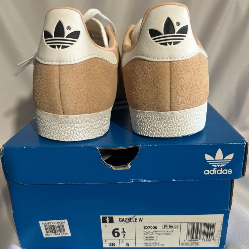 Adidas Gazelle Sneakers Halblu Blush / Cloud White / Core Black Size 6.5 - Picture 4 of 10